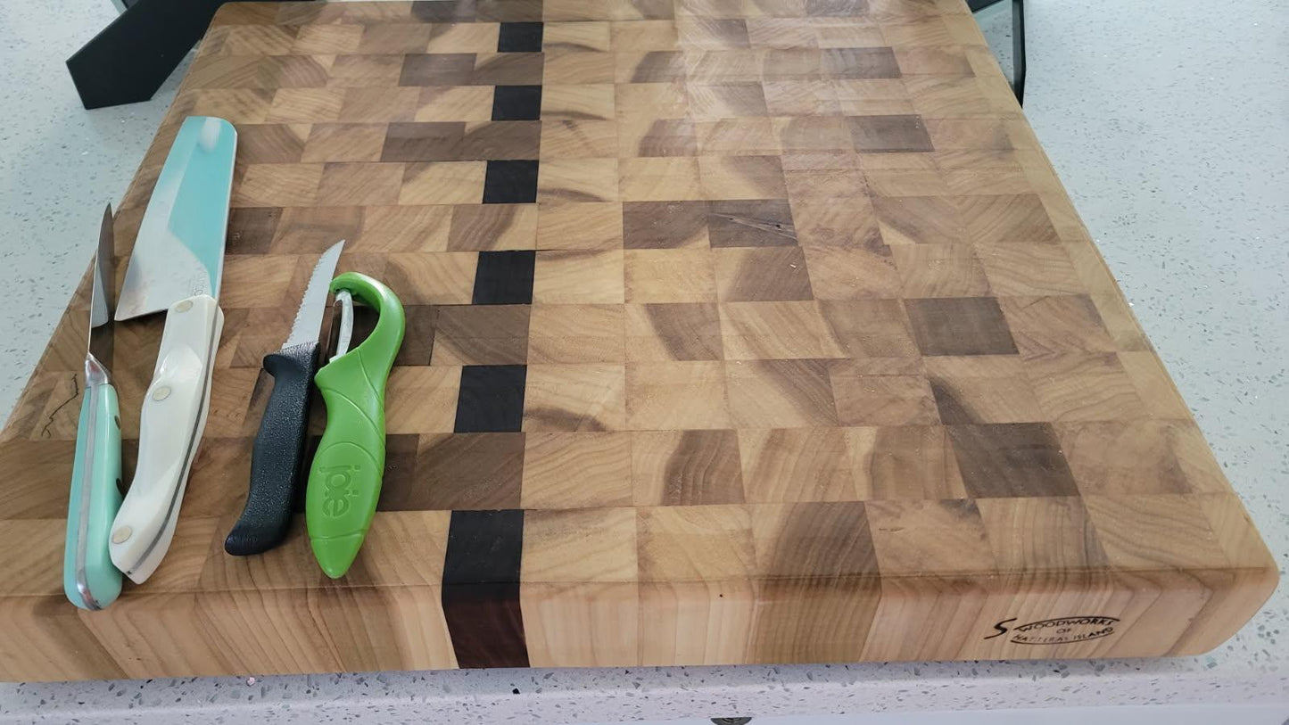 Poplar Butcher Block Cutting Board With Black Walnut *