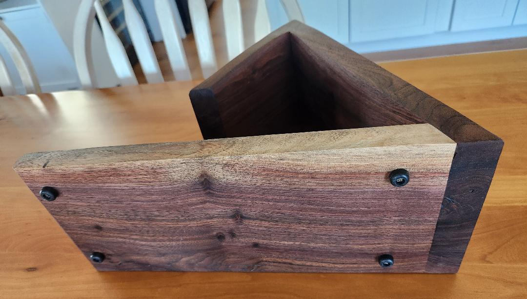 Custom Black Walnut Book Caddy with Mug Cut-Outs