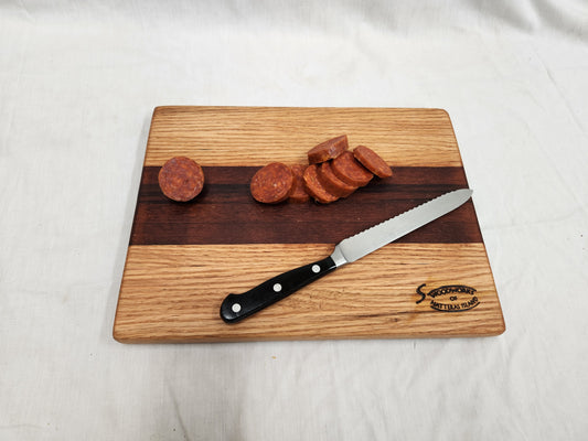 Cutting Board (Red Oak with unknown deep red hardwood) *