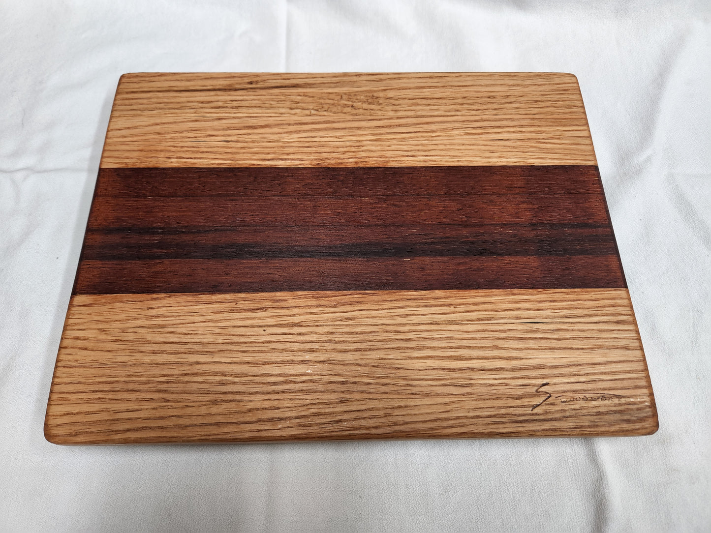 Cutting Board (Red Oak with unknown deep red hardwood) *