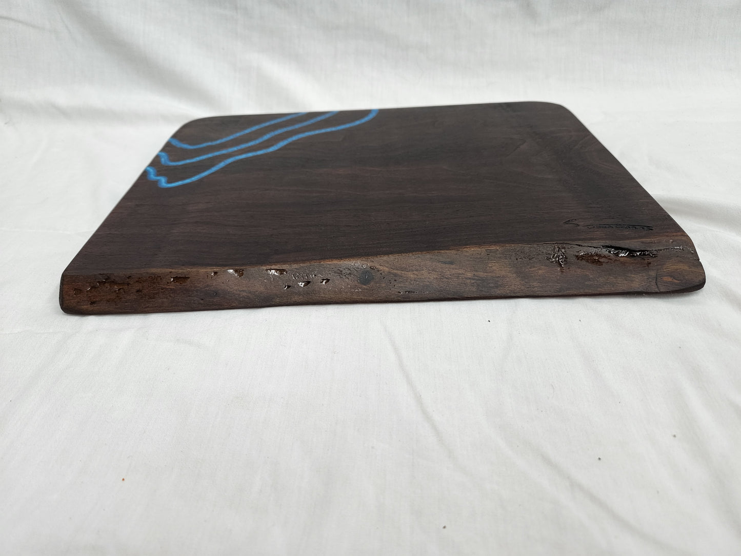 Live Edge Charcuterie/Cheese Board With Blue River Epoxy Inlay (Black Walnut)