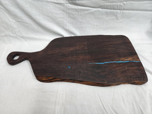 Live Edge Charcuterie/Cheese Board With Blue River Epoxy Inlay (Black Walnut)