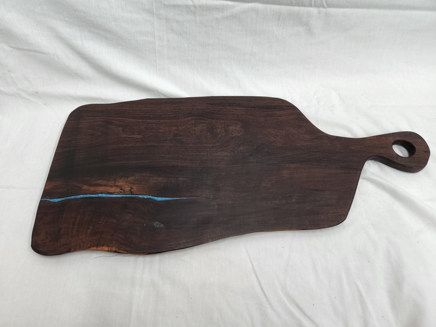 Live Edge Charcuterie/Cheese Board With Blue River Epoxy Inlay (Black Walnut)