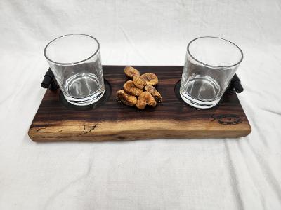 Live Edge Beverage Board -2 Glass (Black Walnut)