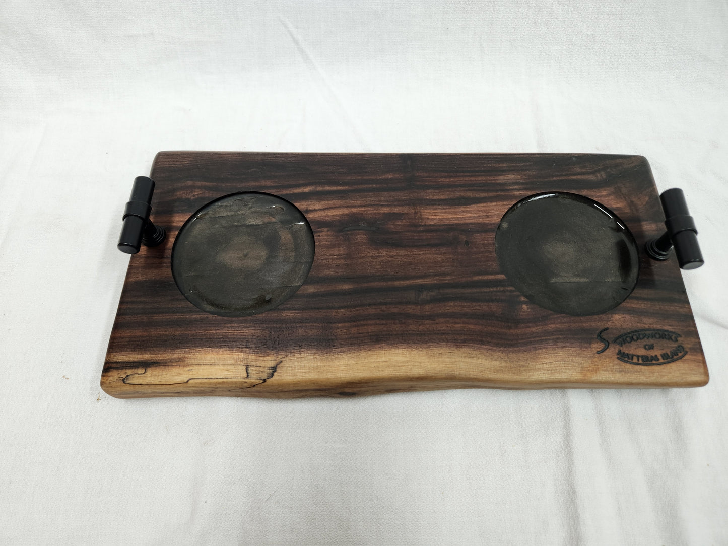 Live Edge Beverage Board -2 Glass (Black Walnut)