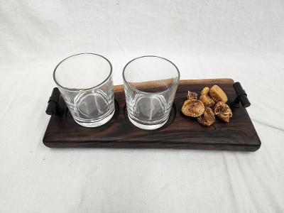 Live Edge Beverage Board -2 Glass (Black Walnut)